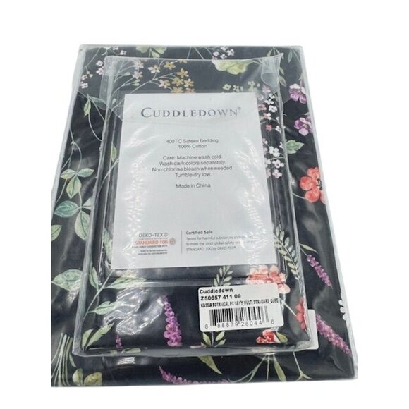 RARE NWT Cuddledown 400TC Sateen Floral Sheet Flat King & 2 Queen Pillowcases - Picture 5 of 5